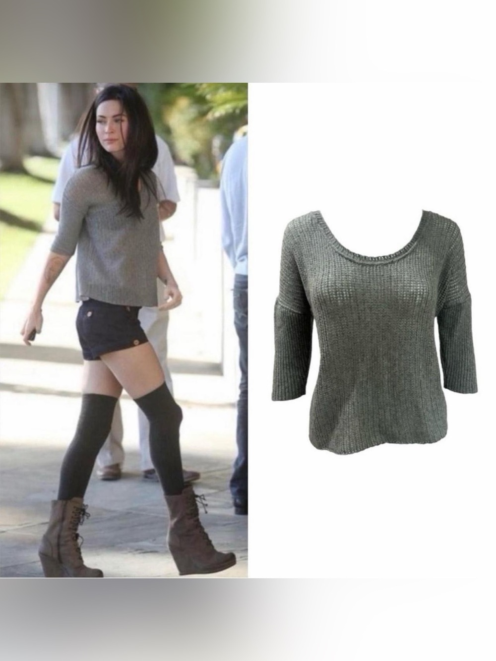 Cashmere Open-Knit T-Shirt Sweater - As Seen On Megan Fox